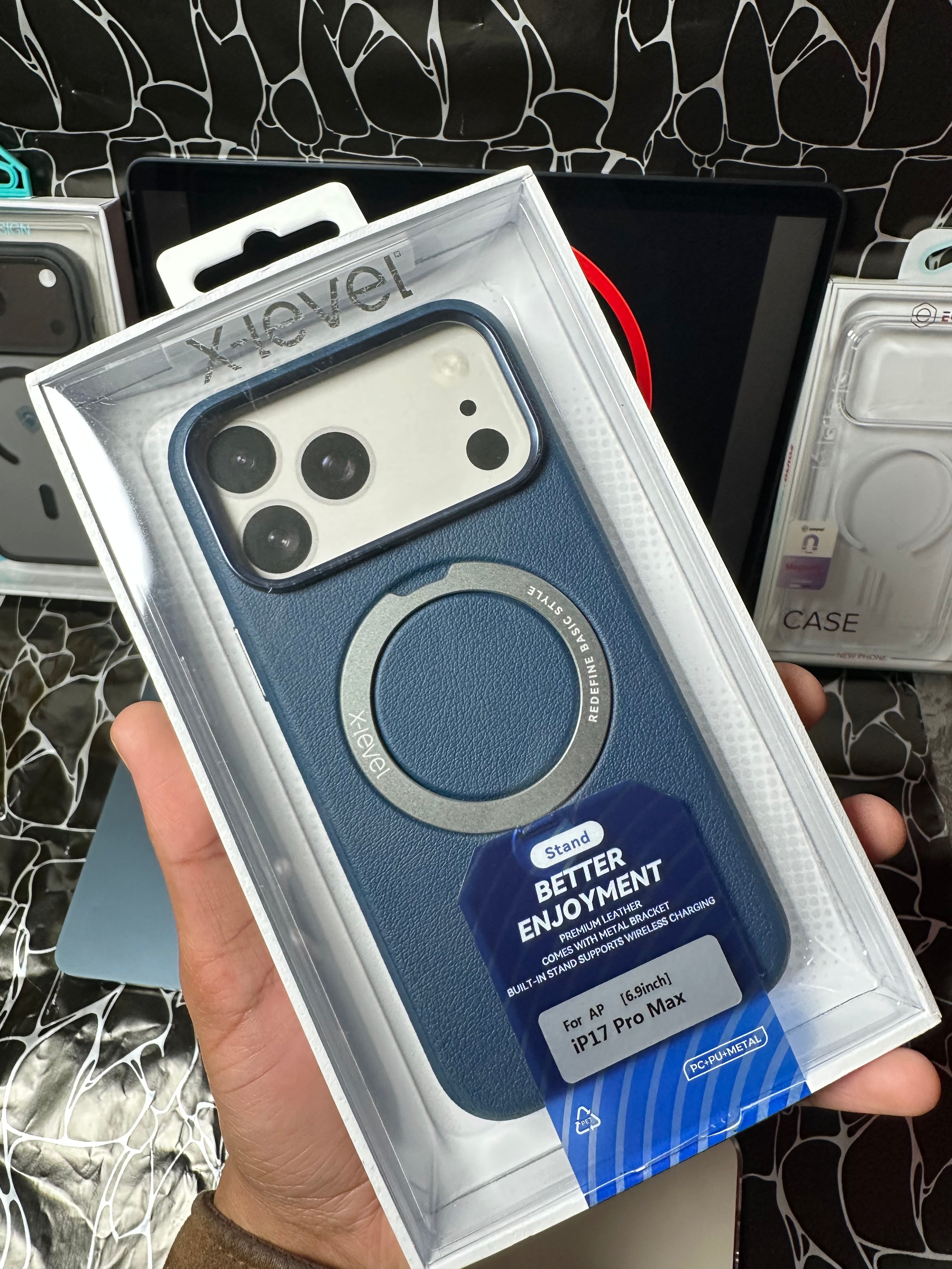 17ProMax Magsafe Leather Case Deep Blue