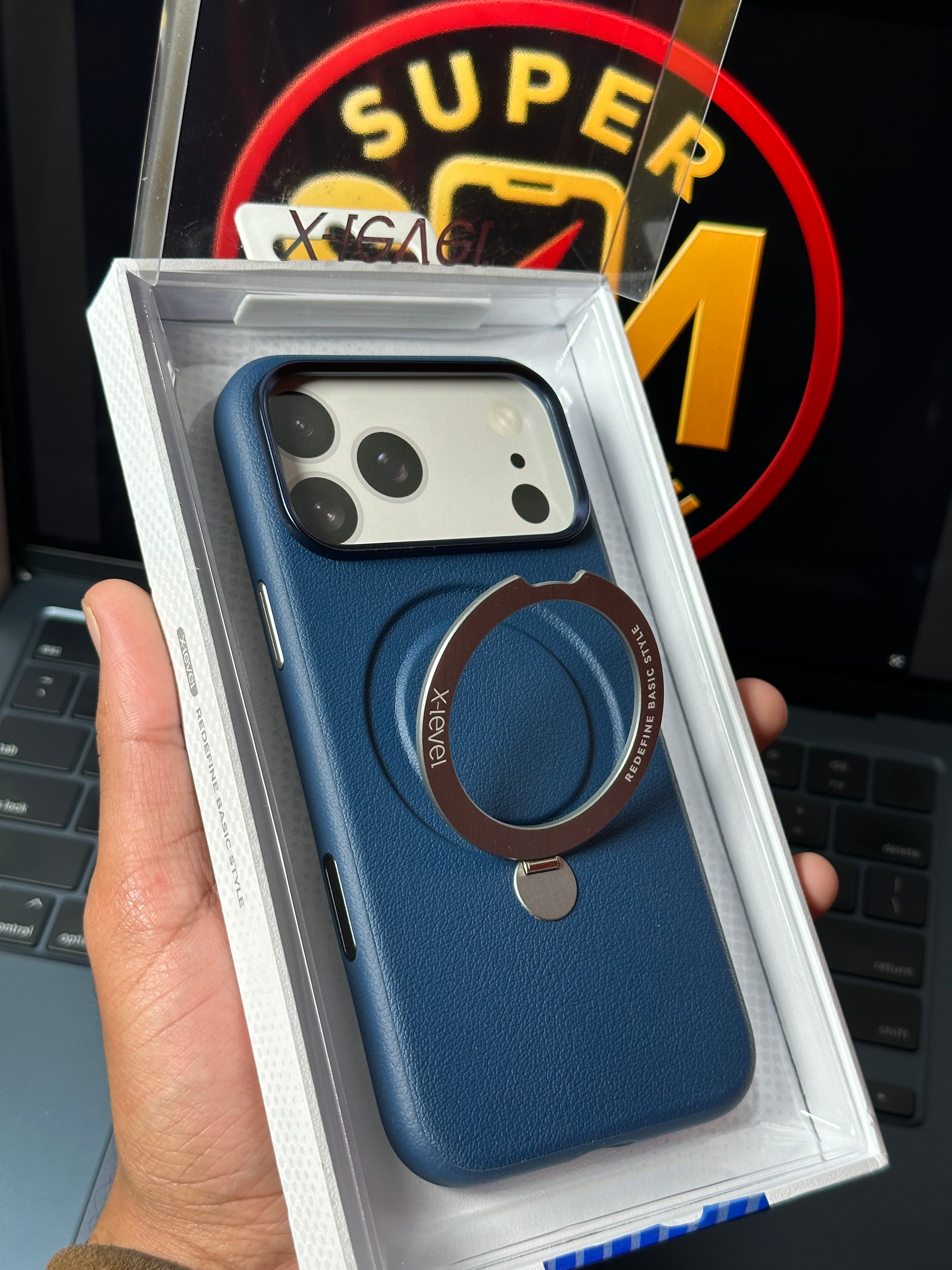 17ProMax Magsafe Leather Case Deep Blue