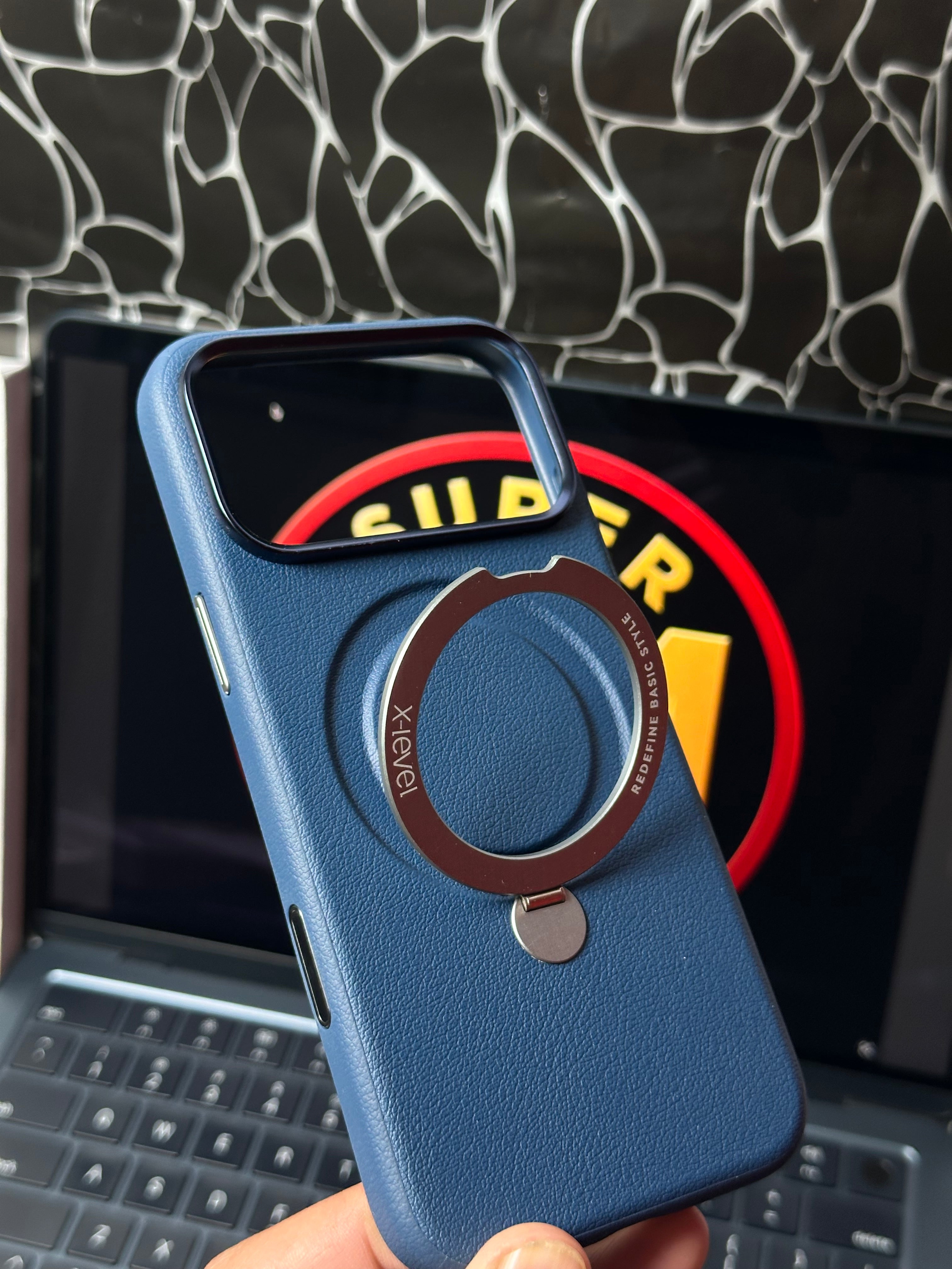 17ProMax Magsafe Leather Case Deep Blue